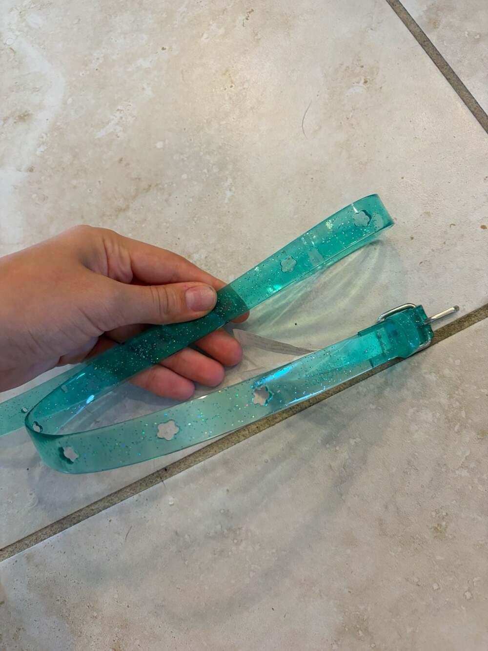 Target Star Cutout Jelly Belt Size L Green Glitter